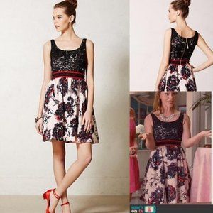 Anthropologie Peter Som Brushstrokes blossoms Dress 10 lace party cocktail